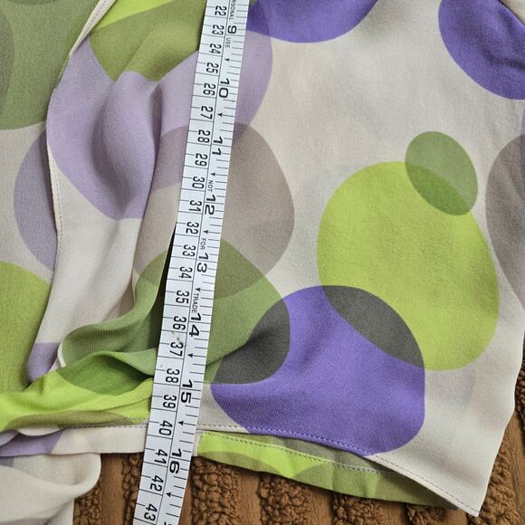 Maggy London Women Vtg 90s Y2K Maximalist Mod Retro Sheer Silk Tie Front Top 8 - Picture 8 of 8